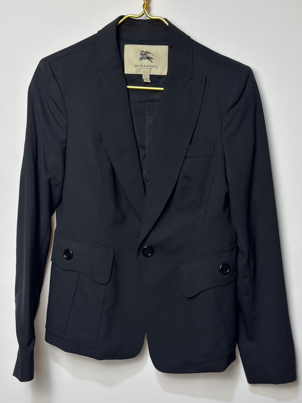 Burberry Black One-Button slim fit Tailored Blazer Jacket Women’s US 8
